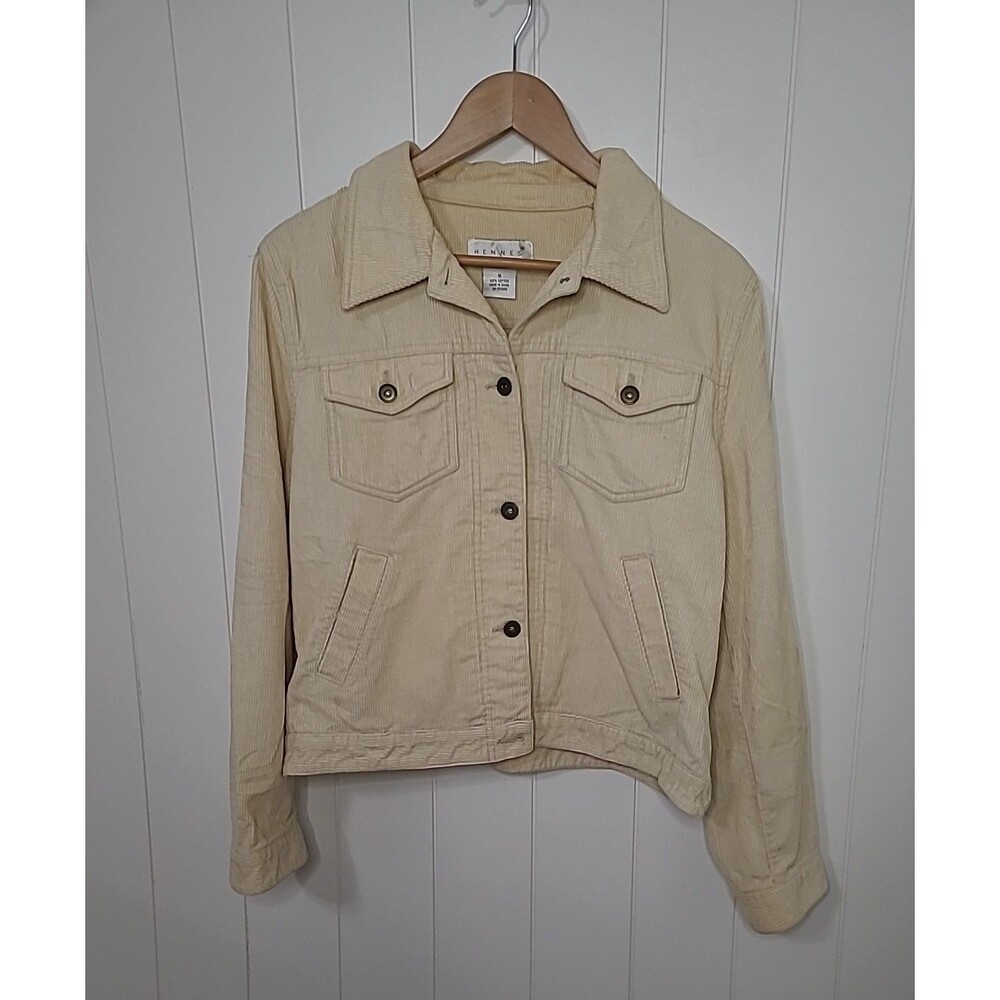 Hennes Collection Women Corduroy Long Sleeve Jacket Tan Size 14 Button Up